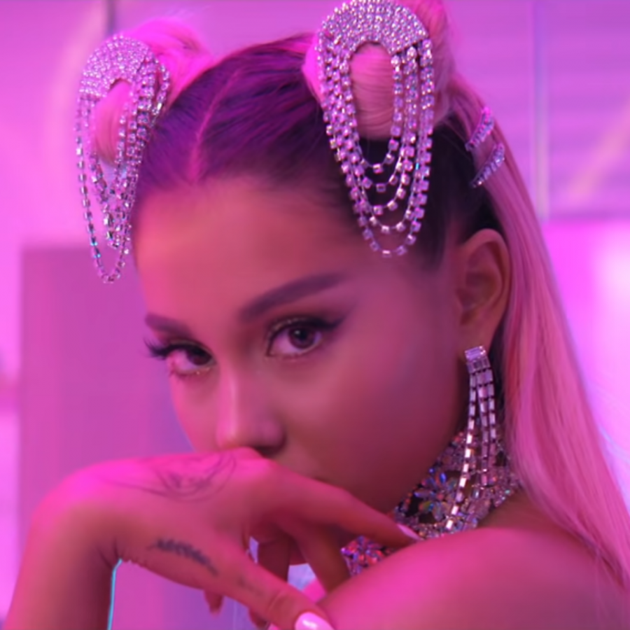 American singer-songwriter and actress Ariana Grande in the music video for her song 7 rings.