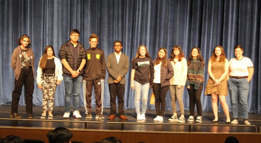 The competitors in the 4th Annual PVHS Poetry Out Loud competition. Each of them won their English class competition. 