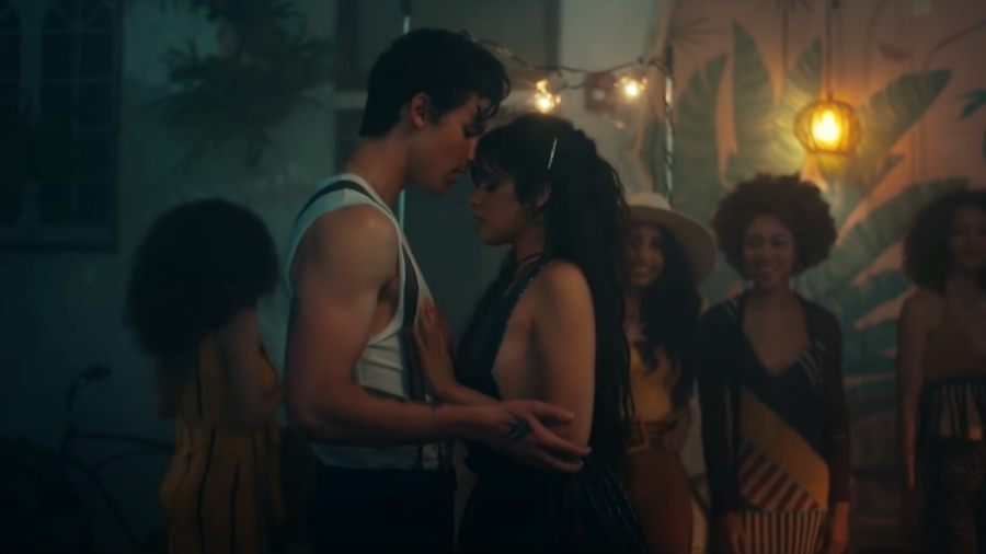 Cabello and Mendes in the music video for “Señorita”.