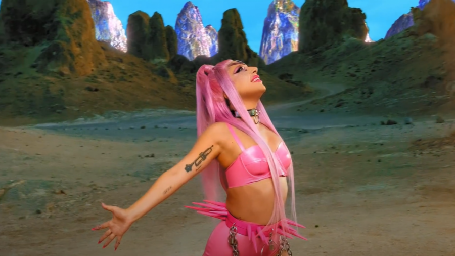 Gaga in the music video for “Stupid Love”.