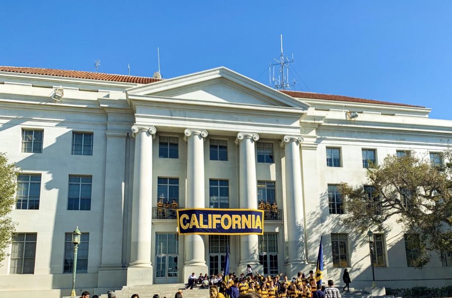 Students gather at Sproul Hall before game weekend, pre-pandemic on November 15, 2019. 